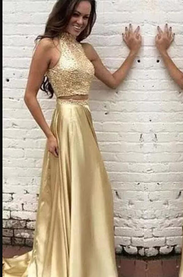 Gold Two Piece Junior Prom Dress GTEEN031