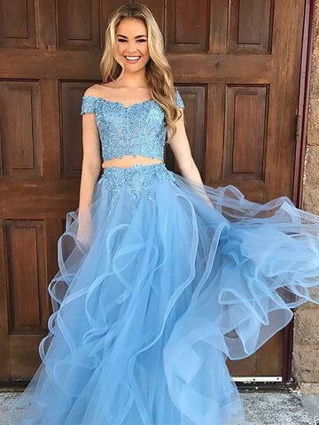 Two Piece Blue Junior Prom Dress GTEEN034