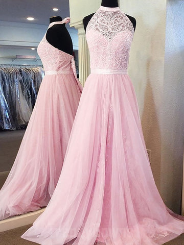 Pink Halter Junior Prom Dress GTEEN035