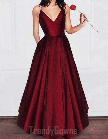 Satin Dark Burgundy Junior Prom Dress GTEEN047