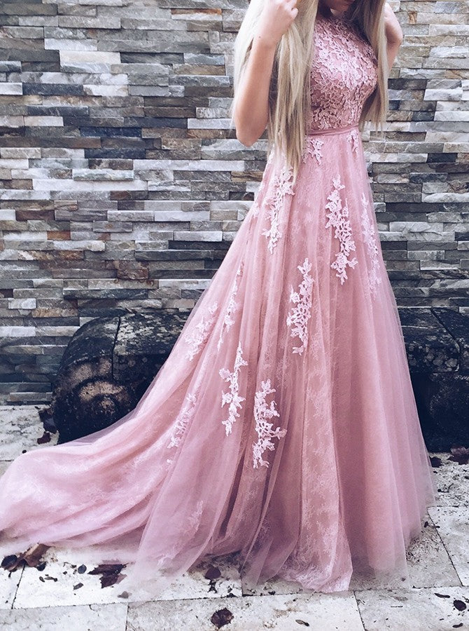 Pink Lace Princess Junior Prom Dress GTEEN098
