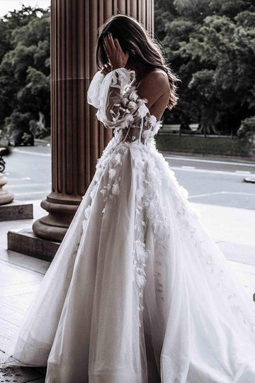 Trendy Sweetheart 3D Floral Lace Bridal Gown TWA015