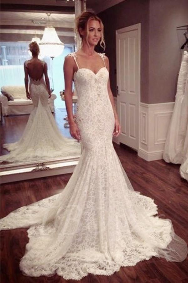 Strap Sweetheart Mermaid Lace Wedding Gown TWA0262