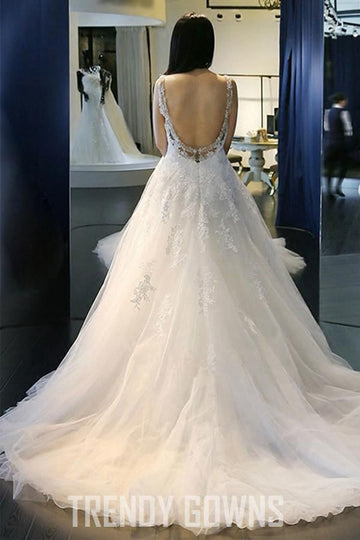 Trendy Scoop Princess Wedding Gown with Appliques TWA0572