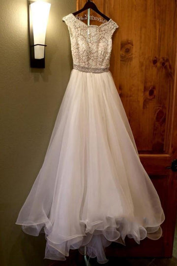 A-line Beading Organza Long Wedding Gown TWA0902