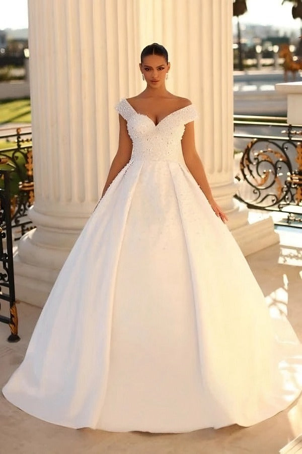 Trendy Off-the-Shoulder Ball Gown Bridal Gowns TWA097