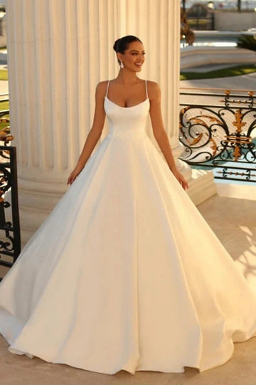 Trendy Spaghetti-Straps Satin Ball Gown Bridal Gowns TWA100
