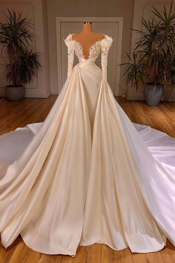 Trendy Long Sleeve Princess Satin Wedding Gowns TWA131