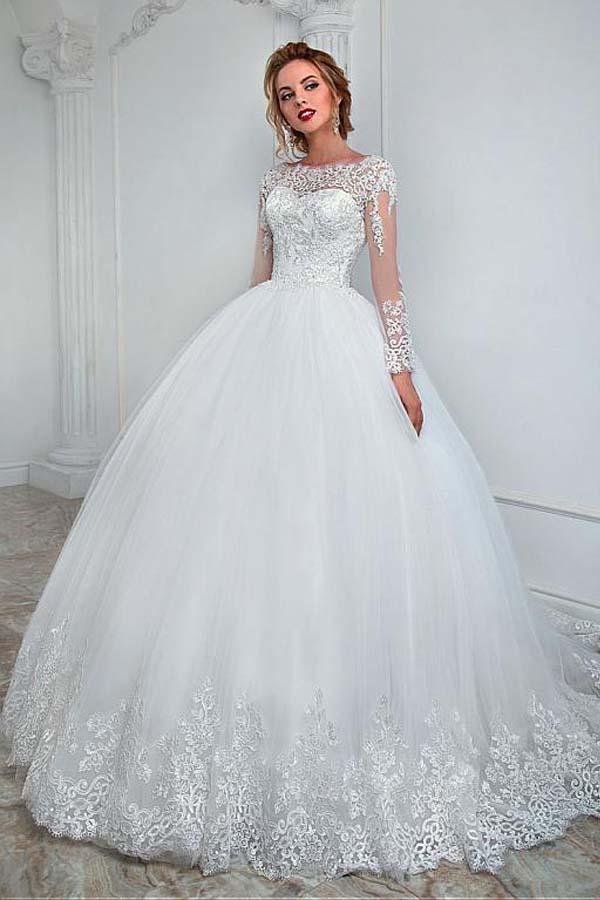 Trendy Ball Gown Lace Appliques Wedding Gown TWA1932