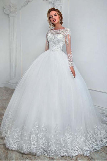 Trendy Ball Gown Lace Appliques Wedding Gown TWA1932