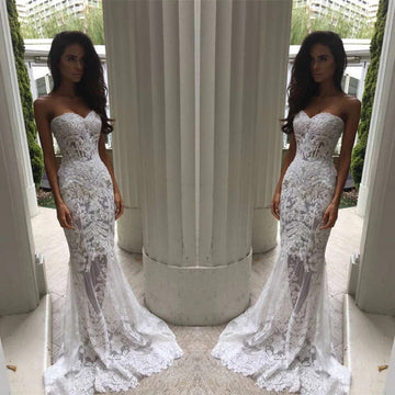 Trendy Sweetheart Lace Mermaid Wedding Gown TWA215