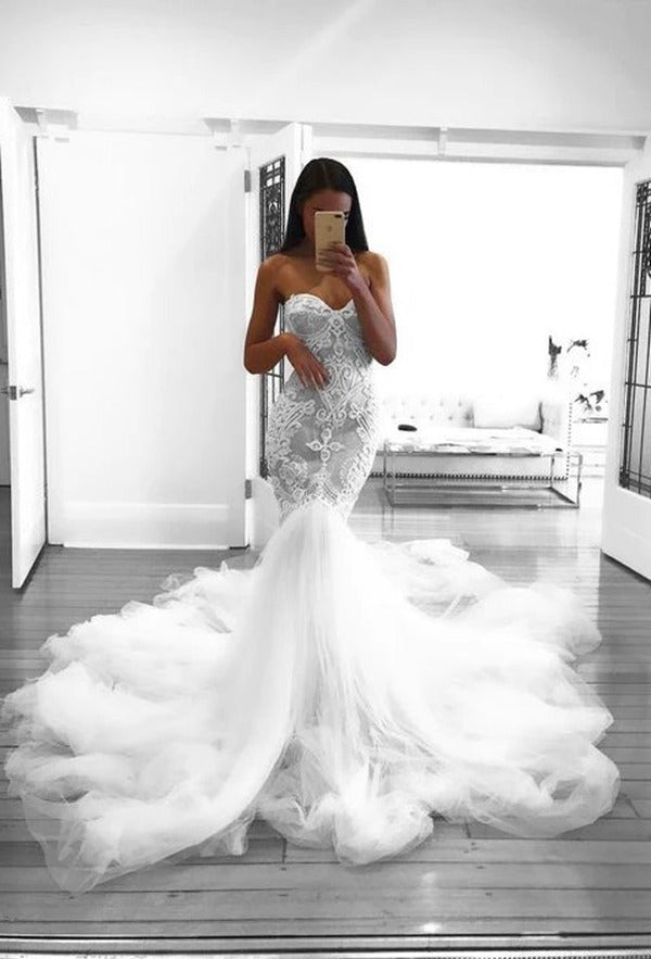 Trendy Sweetheart Lace Mermaid Wedding Gown TWA245