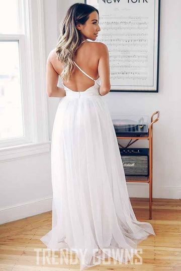 Trendy A-Line Deep V-Neck Wedding Gown TWA2732
