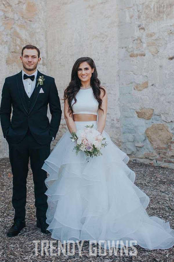 Two Piece Ruffle Skirt A-line Wedding Gown TWA2872