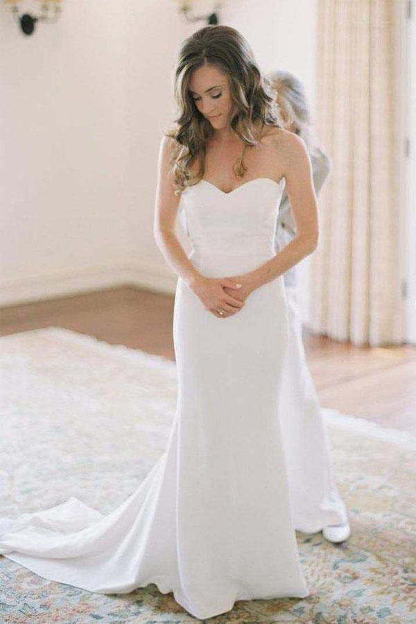 Trendy Sweetheart White Mermaid Bridal Gowns TWA3332
