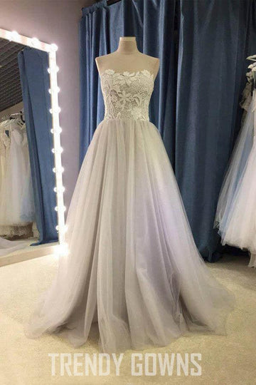 Sweetheart A Line Boho Beach Modest Tulle Bridal Gown TWA4272