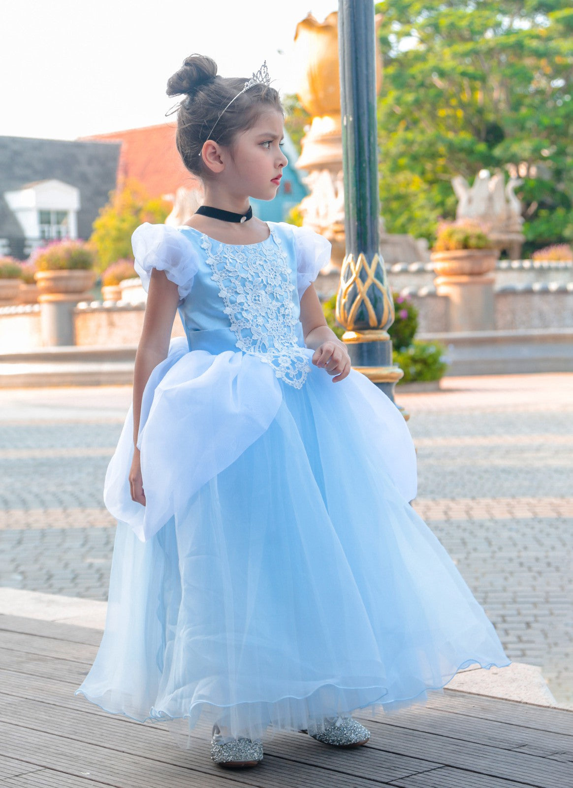 Princess Kiddie Light Sky Blue Snow Pageant Dress 3-12 Years TXD002