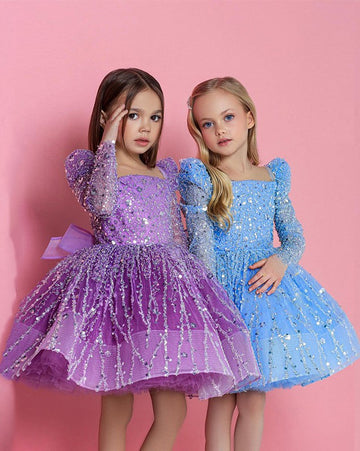 Girls Sequin Pageant Short Birthday Party Gowns TXD007