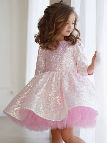 Pinky Long Sleeve Girls Sequin Party Gowns TXD009