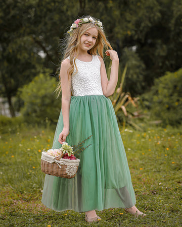 Kids Lace Tulle Flower Girl Dress TXD015