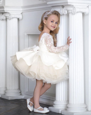 Kids Short Long Sleeve Sequins Prom Dress GTXH002