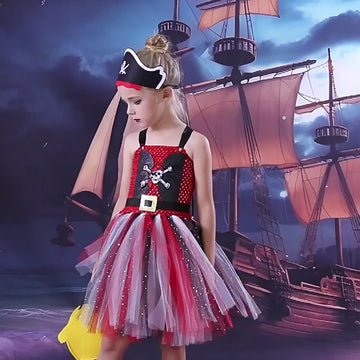 Girls Halloween Skull Costume for Caribbean Pirate Dress UP CST049