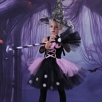 Girls Halloween Witch Costume Wizard Dress UP CST035