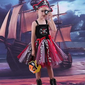 Girls Halloween Skull Costume for Caribbean Pirate Dress UP CST050