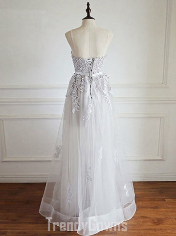 Trendy A-line Sweetheart Gray Lace Prom Gown SREAL066