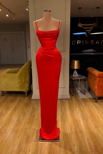Trendy Red Straps Sheath Prom Gown SREAL186