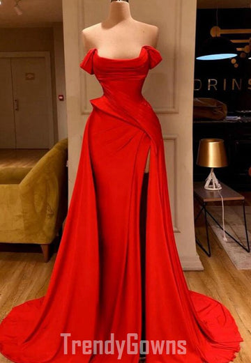 Trendy Sexy Red High Split Long Prom Gown SREAL199