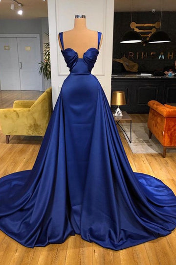 Trendy Royal Blue Straps Sweetheart Prom Gown SREAL208